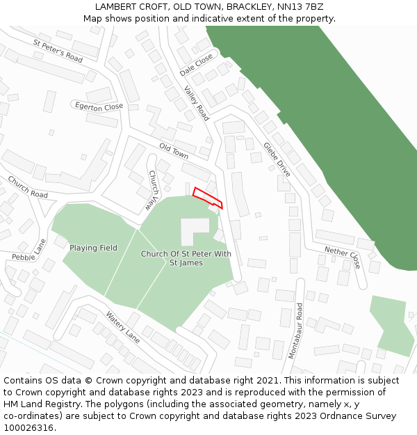 LAMBERT CROFT, OLD TOWN, BRACKLEY, NN13 7BZ: Location map and indicative extent of plot