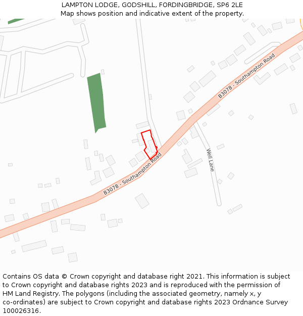 LAMPTON LODGE, GODSHILL, FORDINGBRIDGE, SP6 2LE: Location map and indicative extent of plot