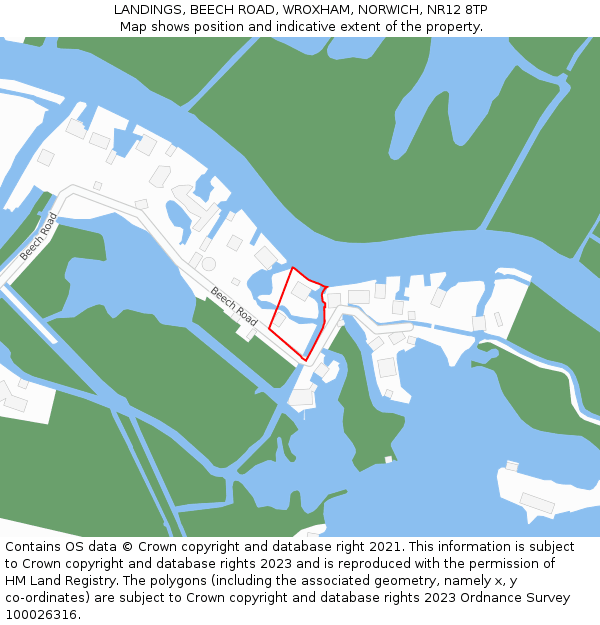 LANDINGS, BEECH ROAD, WROXHAM, NORWICH, NR12 8TP: Location map and indicative extent of plot