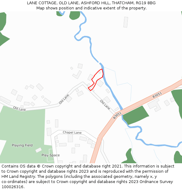 LANE COTTAGE, OLD LANE, ASHFORD HILL, THATCHAM, RG19 8BG: Location map and indicative extent of plot