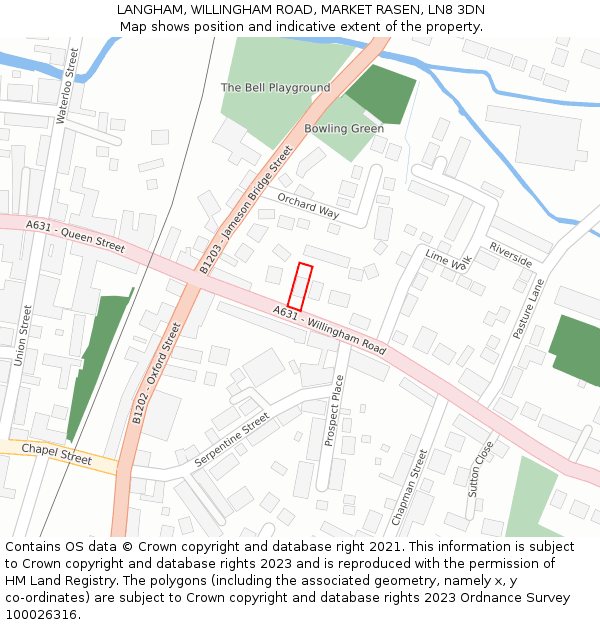 LANGHAM, WILLINGHAM ROAD, MARKET RASEN, LN8 3DN: Location map and indicative extent of plot