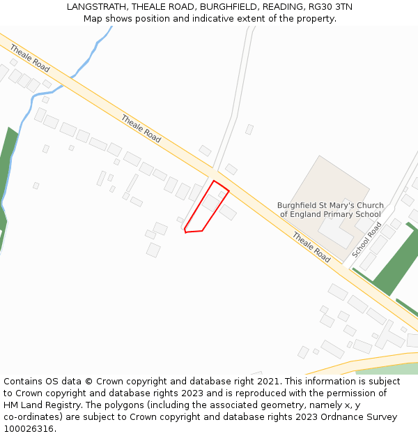 LANGSTRATH, THEALE ROAD, BURGHFIELD, READING, RG30 3TN: Location map and indicative extent of plot