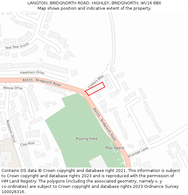LANGTON, BRIDGNORTH ROAD, HIGHLEY, BRIDGNORTH, WV16 6BX: Location map and indicative extent of plot