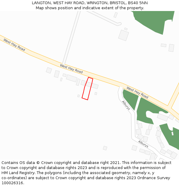 LANGTON, WEST HAY ROAD, WRINGTON, BRISTOL, BS40 5NN: Location map and indicative extent of plot