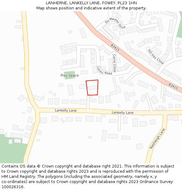 LANHERNE, LANKELLY LANE, FOWEY, PL23 1HN: Location map and indicative extent of plot