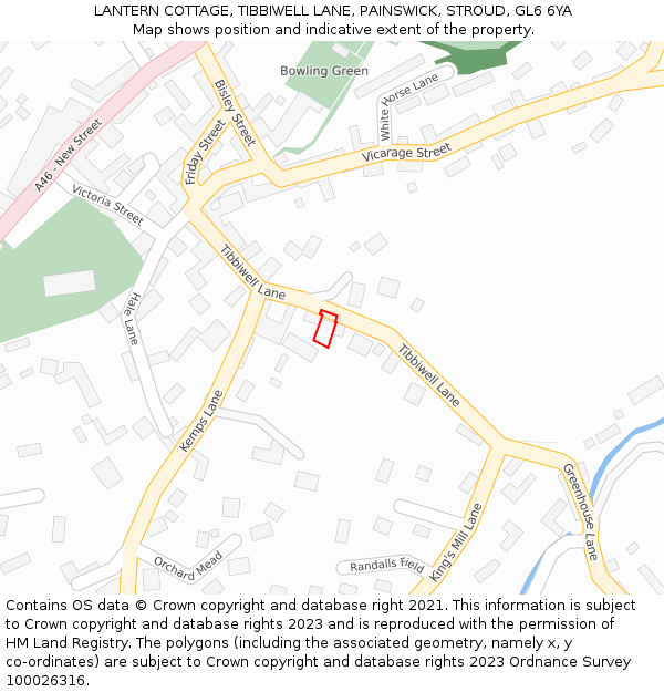 LANTERN COTTAGE, TIBBIWELL LANE, PAINSWICK, STROUD, GL6 6YA: Location map and indicative extent of plot