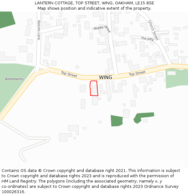 LANTERN COTTAGE, TOP STREET, WING, OAKHAM, LE15 8SE: Location map and indicative extent of plot