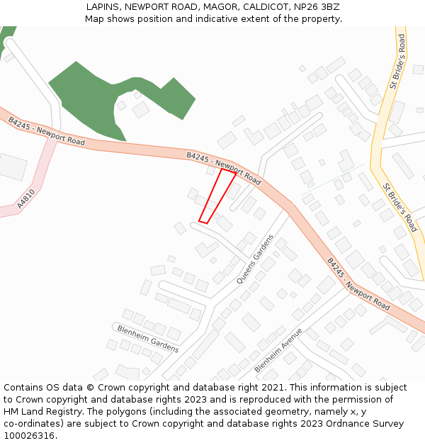 LAPINS, NEWPORT ROAD, MAGOR, CALDICOT, NP26 3BZ: Location map and indicative extent of plot