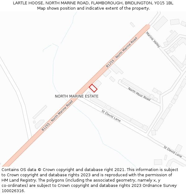 LARTLE HOOSE, NORTH MARINE ROAD, FLAMBOROUGH, BRIDLINGTON, YO15 1BL: Location map and indicative extent of plot