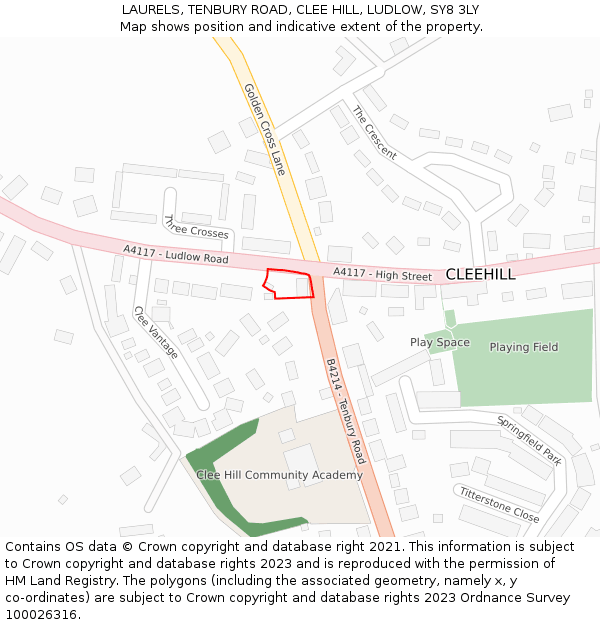 LAURELS, TENBURY ROAD, CLEE HILL, LUDLOW, SY8 3LY: Location map and indicative extent of plot