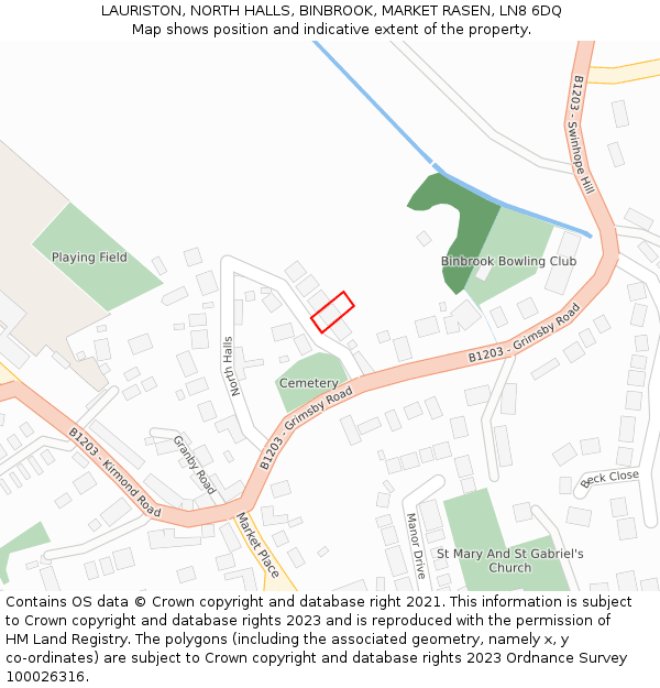 LAURISTON, NORTH HALLS, BINBROOK, MARKET RASEN, LN8 6DQ: Location map and indicative extent of plot