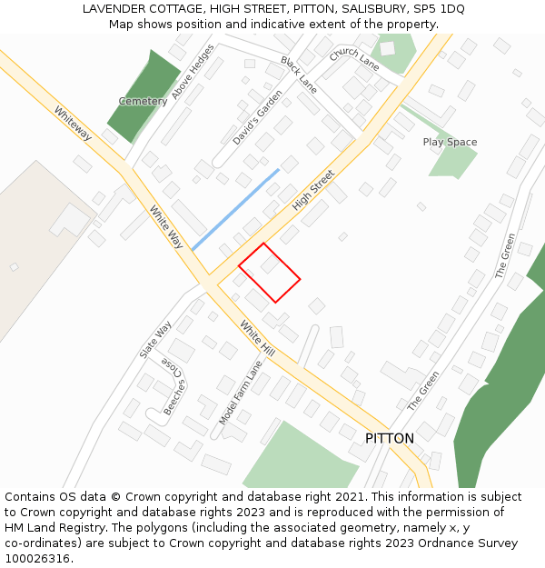 LAVENDER COTTAGE, HIGH STREET, PITTON, SALISBURY, SP5 1DQ: Location map and indicative extent of plot
