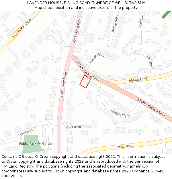 LAVENDER HOUSE, BIRLING ROAD, TUNBRIDGE WELLS, TN2 5NA: Location map and indicative extent of plot