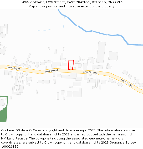 LAWN COTTAGE, LOW STREET, EAST DRAYTON, RETFORD, DN22 0LN: Location map and indicative extent of plot