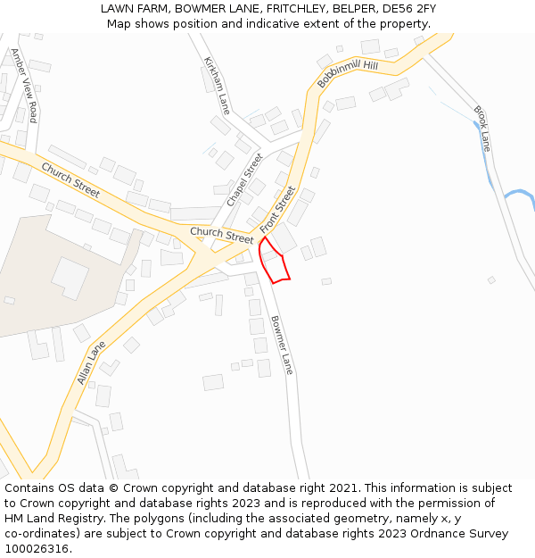 LAWN FARM, BOWMER LANE, FRITCHLEY, BELPER, DE56 2FY: Location map and indicative extent of plot