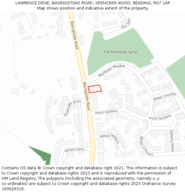 LAWRENCE DENE, BASINGSTOKE ROAD, SPENCERS WOOD, READING, RG7 1AP: Location map and indicative extent of plot