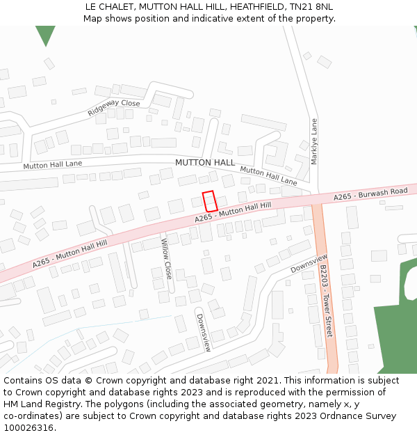 LE CHALET, MUTTON HALL HILL, HEATHFIELD, TN21 8NL: Location map and indicative extent of plot