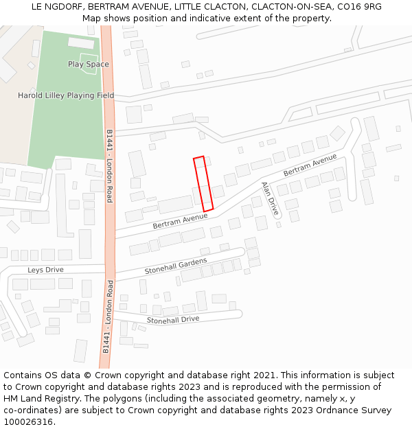 LE NGDORF, BERTRAM AVENUE, LITTLE CLACTON, CLACTON-ON-SEA, CO16 9RG: Location map and indicative extent of plot