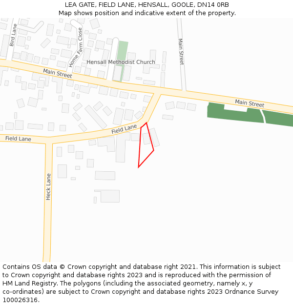 LEA GATE, FIELD LANE, HENSALL, GOOLE, DN14 0RB: Location map and indicative extent of plot