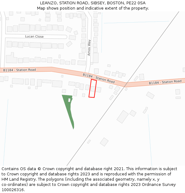 LEANZO, STATION ROAD, SIBSEY, BOSTON, PE22 0SA: Location map and indicative extent of plot