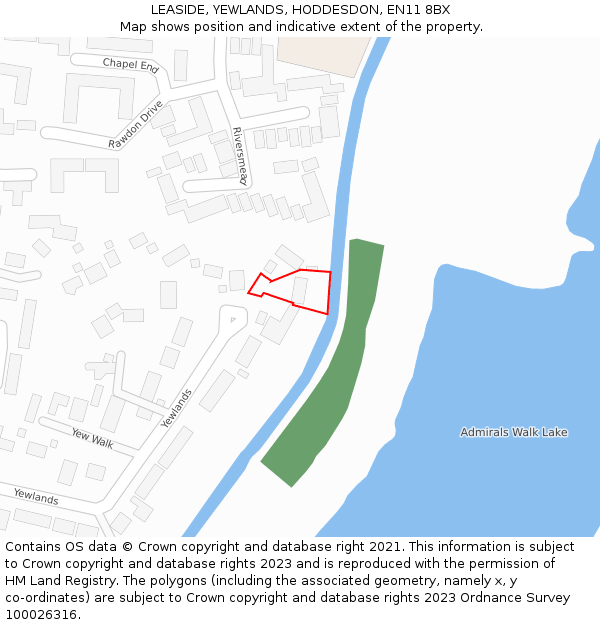 LEASIDE, YEWLANDS, HODDESDON, EN11 8BX: Location map and indicative extent of plot
