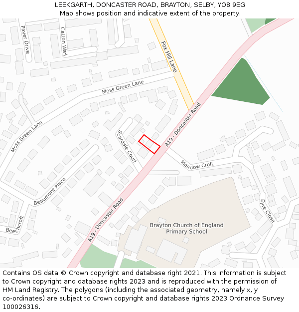 LEEKGARTH, DONCASTER ROAD, BRAYTON, SELBY, YO8 9EG: Location map and indicative extent of plot