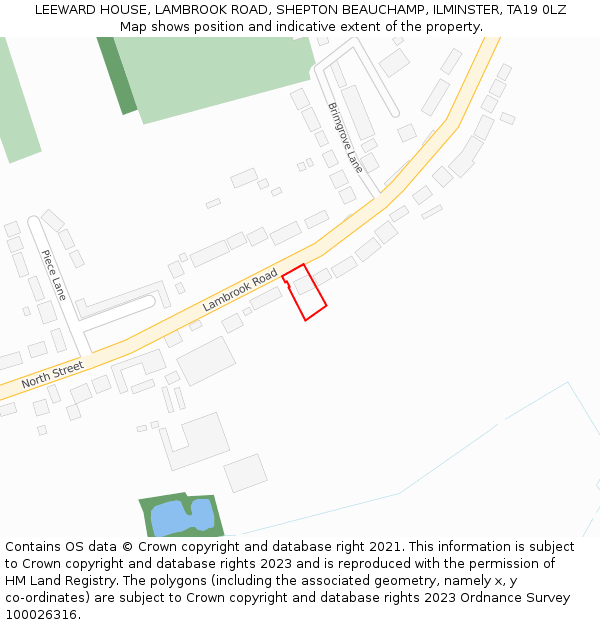 LEEWARD HOUSE, LAMBROOK ROAD, SHEPTON BEAUCHAMP, ILMINSTER, TA19 0LZ: Location map and indicative extent of plot