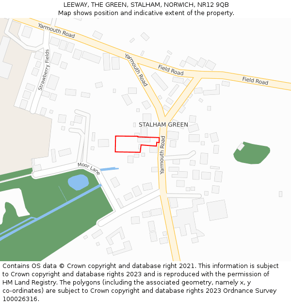 LEEWAY, THE GREEN, STALHAM, NORWICH, NR12 9QB: Location map and indicative extent of plot