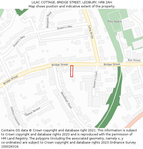 LILAC COTTAGE, BRIDGE STREET, LEDBURY, HR8 2AH: Location map and indicative extent of plot