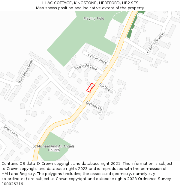 LILAC COTTAGE, KINGSTONE, HEREFORD, HR2 9ES: Location map and indicative extent of plot