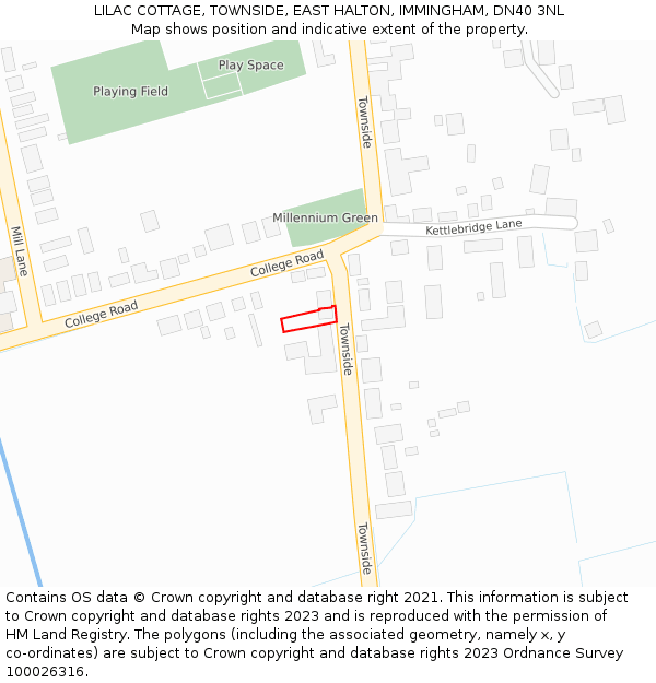 LILAC COTTAGE, TOWNSIDE, EAST HALTON, IMMINGHAM, DN40 3NL: Location map and indicative extent of plot