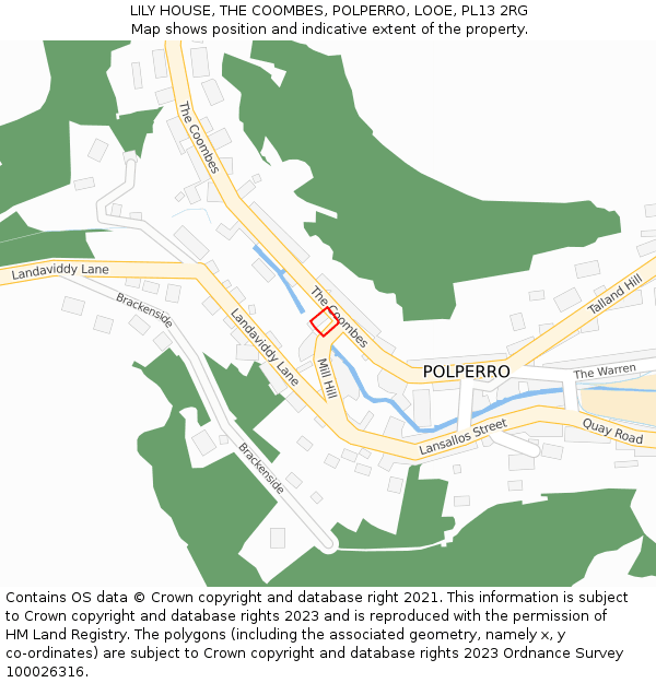 LILY HOUSE, THE COOMBES, POLPERRO, LOOE, PL13 2RG: Location map and indicative extent of plot