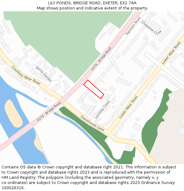 LILY PONDS, BRIDGE ROAD, EXETER, EX2 7AA: Location map and indicative extent of plot