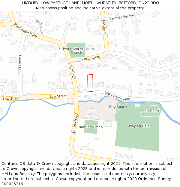 LIMBURY, LOW PASTURE LANE, NORTH WHEATLEY, RETFORD, DN22 9DQ: Location map and indicative extent of plot