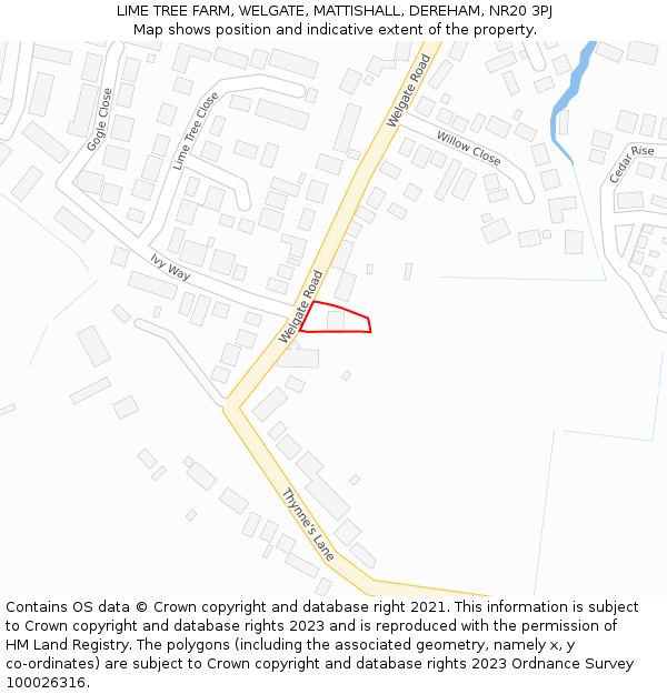 LIME TREE FARM, WELGATE, MATTISHALL, DEREHAM, NR20 3PJ: Location map and indicative extent of plot
