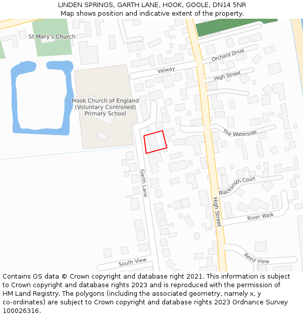 LINDEN SPRINGS, GARTH LANE, HOOK, GOOLE, DN14 5NR: Location map and indicative extent of plot