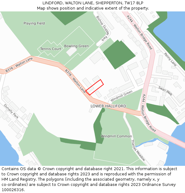 LINDFORD, WALTON LANE, SHEPPERTON, TW17 8LP: Location map and indicative extent of plot
