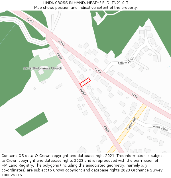 LINDI, CROSS IN HAND, HEATHFIELD, TN21 0LT: Location map and indicative extent of plot