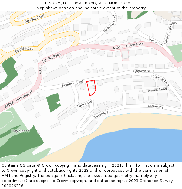 LINDUM, BELGRAVE ROAD, VENTNOR, PO38 1JH: Location map and indicative extent of plot