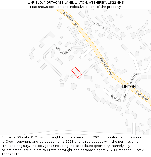 LINFIELD, NORTHGATE LANE, LINTON, WETHERBY, LS22 4HS: Location map and indicative extent of plot
