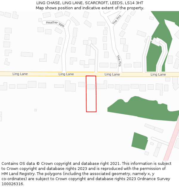 LING CHASE, LING LANE, SCARCROFT, LEEDS, LS14 3HT: Location map and indicative extent of plot