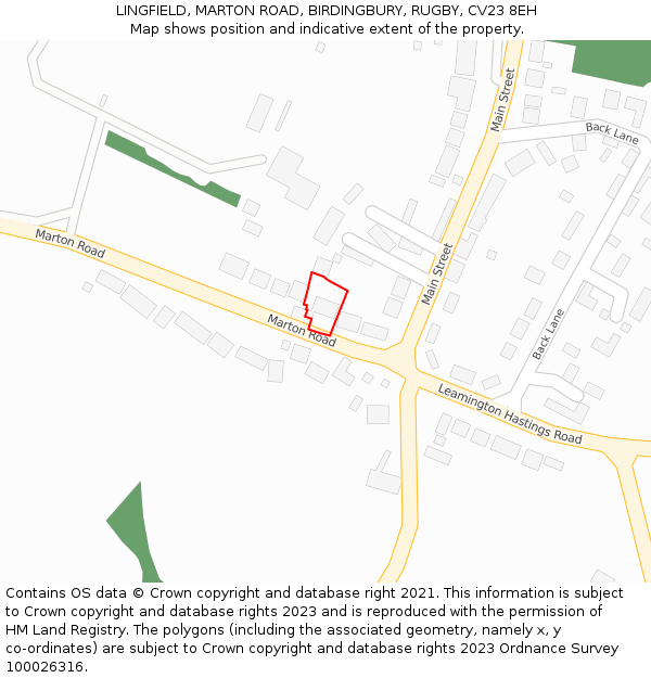 LINGFIELD, MARTON ROAD, BIRDINGBURY, RUGBY, CV23 8EH: Location map and indicative extent of plot