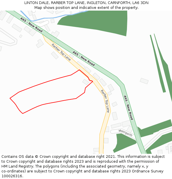 LINTON DALE, RARBER TOP LANE, INGLETON, CARNFORTH, LA6 3DN: Location map and indicative extent of plot