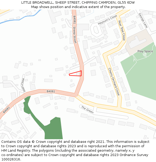 LITTLE BROADWELL, SHEEP STREET, CHIPPING CAMPDEN, GL55 6DW: Location map and indicative extent of plot