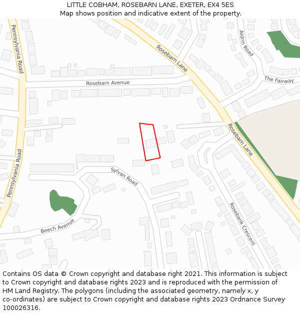 LITTLE COBHAM, ROSEBARN LANE, EXETER, EX4 5ES: Location map and indicative extent of plot