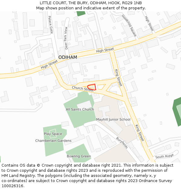 LITTLE COURT, THE BURY, ODIHAM, HOOK, RG29 1NB: Location map and indicative extent of plot