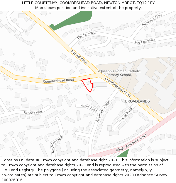 LITTLE COURTENAY, COOMBESHEAD ROAD, NEWTON ABBOT, TQ12 1PY: Location map and indicative extent of plot