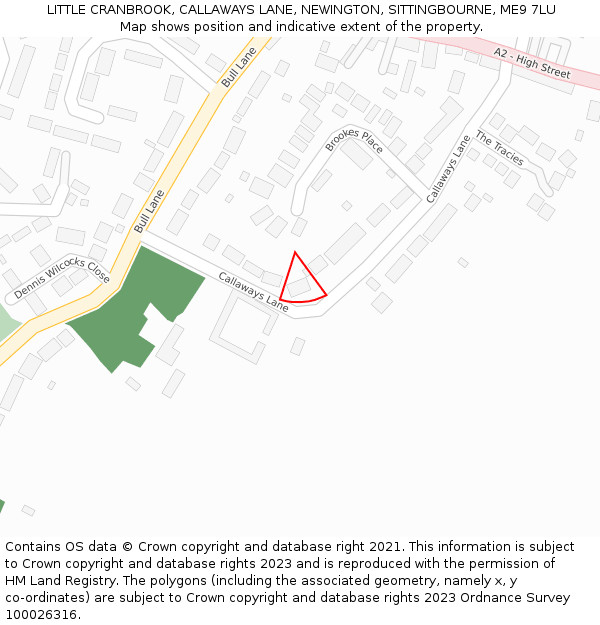 LITTLE CRANBROOK, CALLAWAYS LANE, NEWINGTON, SITTINGBOURNE, ME9 7LU: Location map and indicative extent of plot