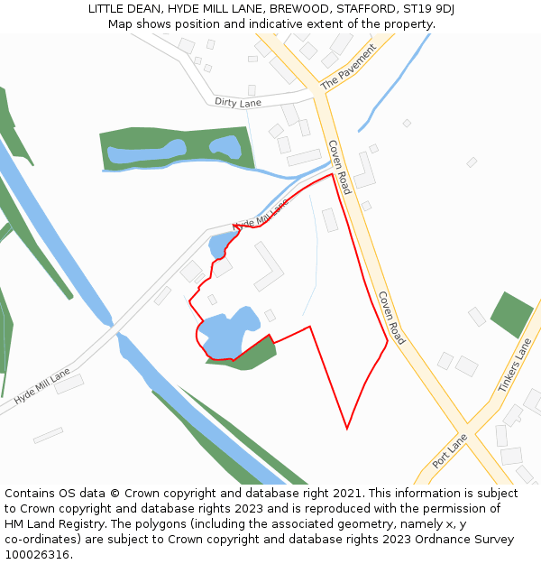 LITTLE DEAN, HYDE MILL LANE, BREWOOD, STAFFORD, ST19 9DJ: Location map and indicative extent of plot