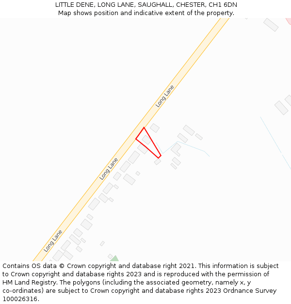 LITTLE DENE, LONG LANE, SAUGHALL, CHESTER, CH1 6DN: Location map and indicative extent of plot